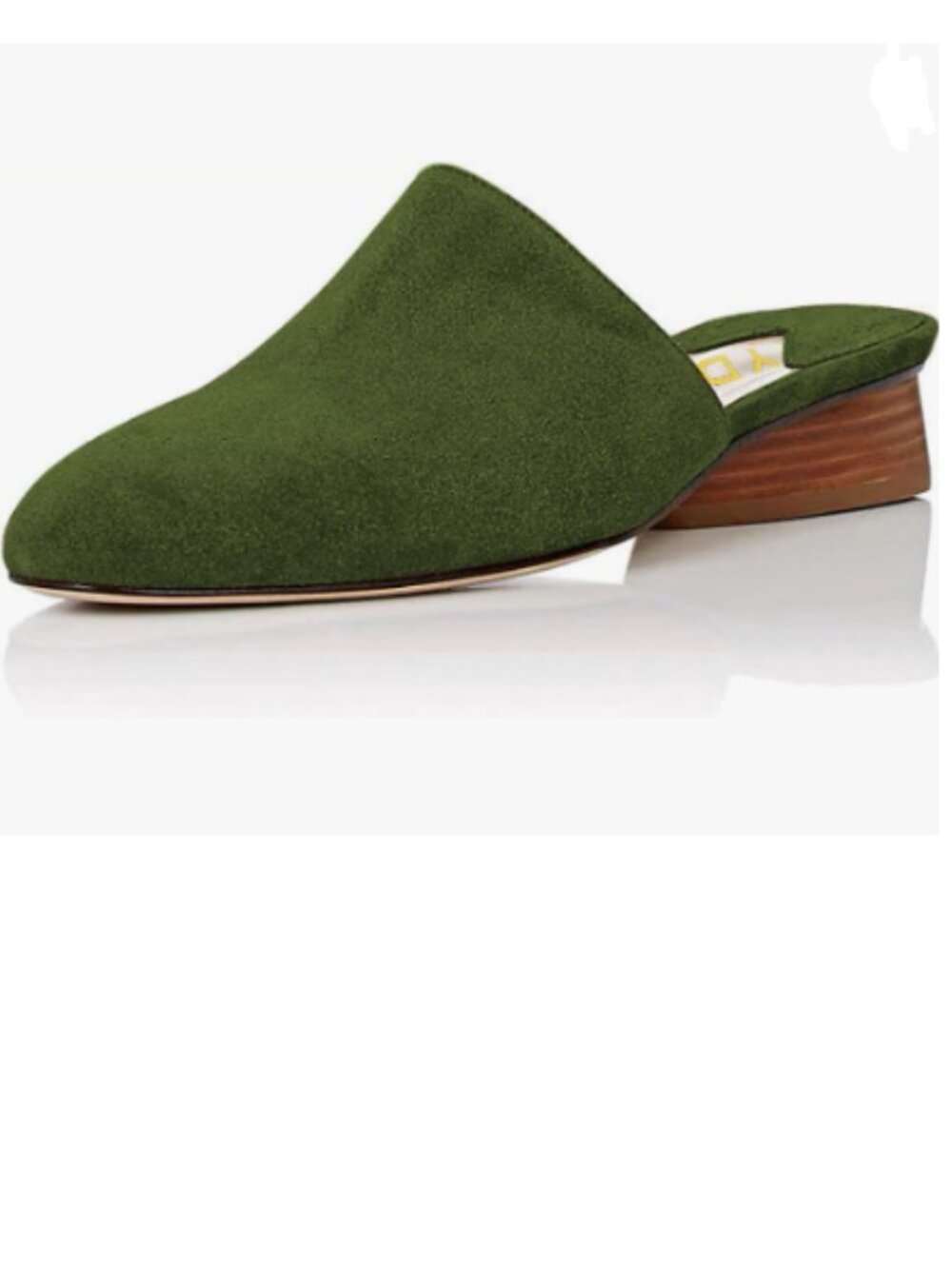 YDN Olive Stacked Low Heel Mules Slide on Closed Toe Clogs Block Casual Slippers